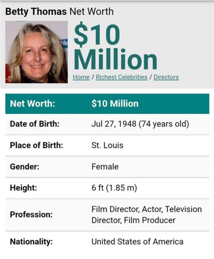 Betty Thomas Net Worth
