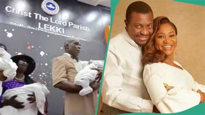 Comedian Ali Baba and Wife Dedicate Their Triplets in Church, Sweet Videos Trend: “Congratulations”